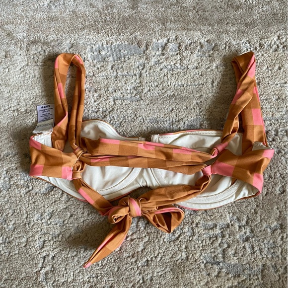 L*Space Seasta Surf Camellia Gingham Plaid Bikini Top Swim Tie Back Underwired - Picture 4 of 7